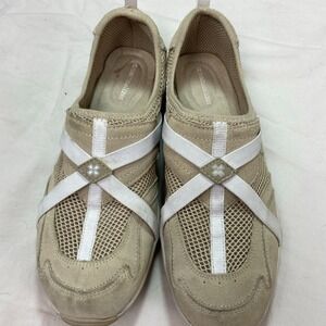 Naturalizer Womens 7M Tan Mesh Leather Slip On Sneakers Walking Shoes 747930